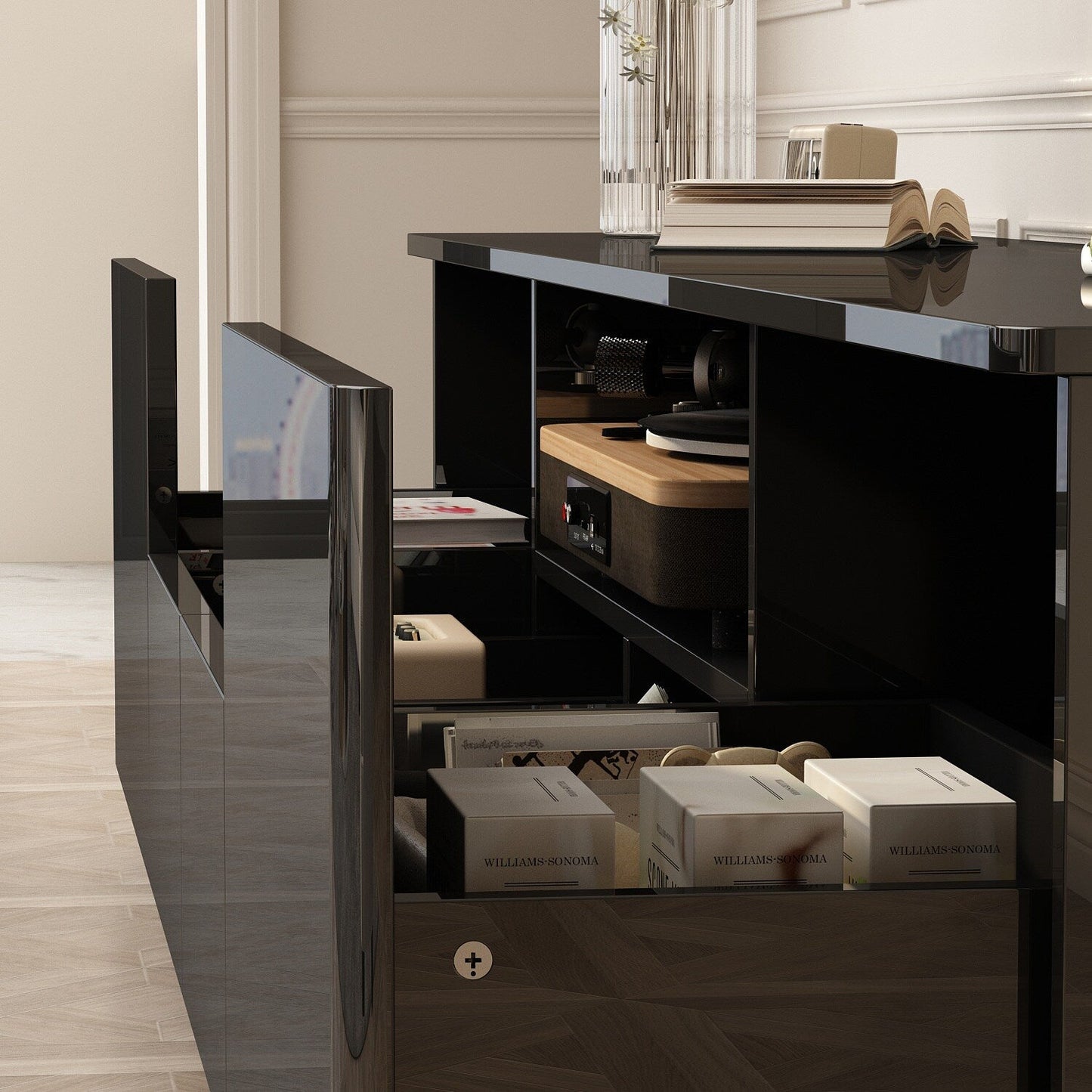 FUFU&GAGA Modern/Contemporary Black Tv Cabinet (Accommodates TVs up to 70-in)