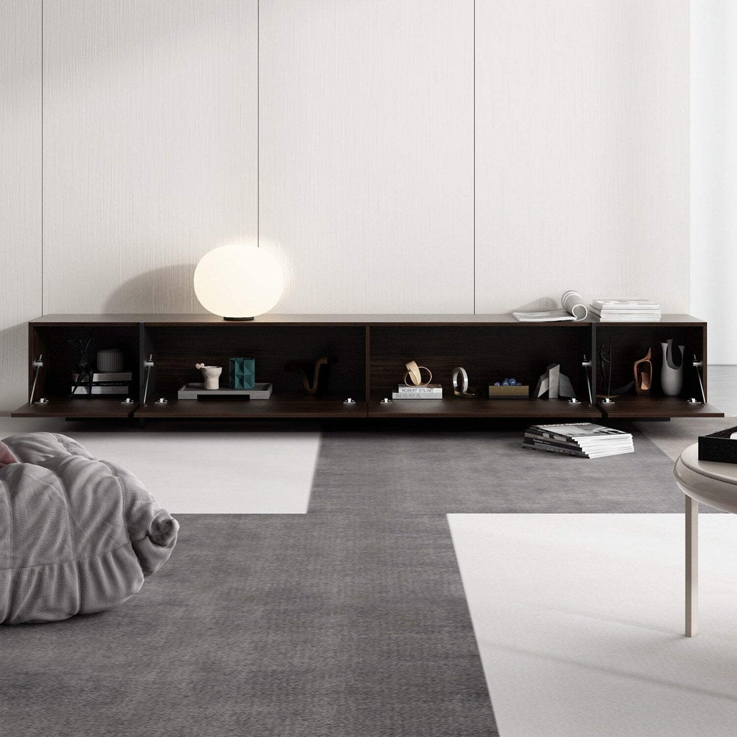 FUFU&GAGA Modern/Contemporary Dark Brown Tv Cabinet Integrated Tv Mount (Accommodates TVs more than 70-in)