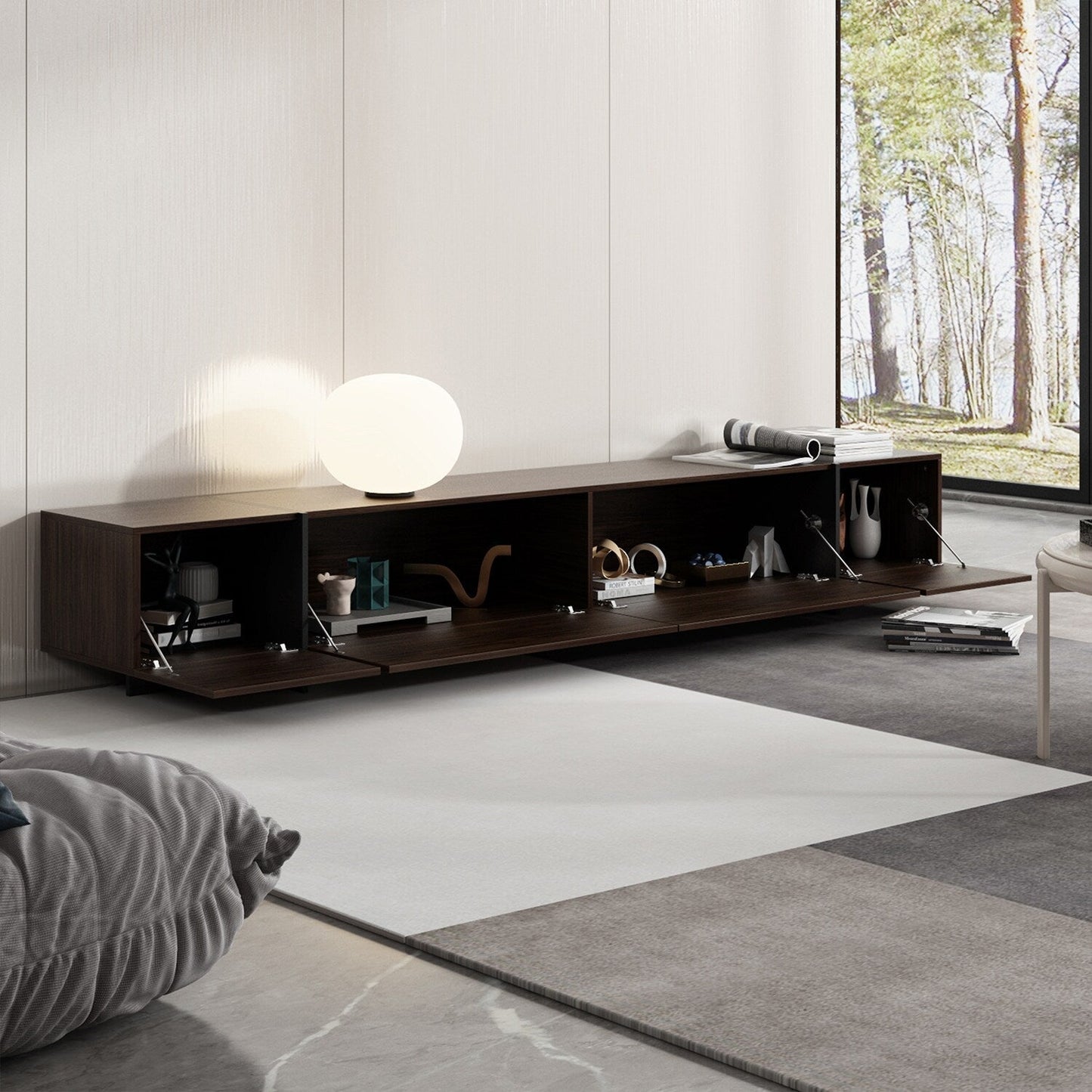 FUFU&GAGA Modern/Contemporary Dark Brown Tv Cabinet Integrated Tv Mount (Accommodates TVs more than 70-in)