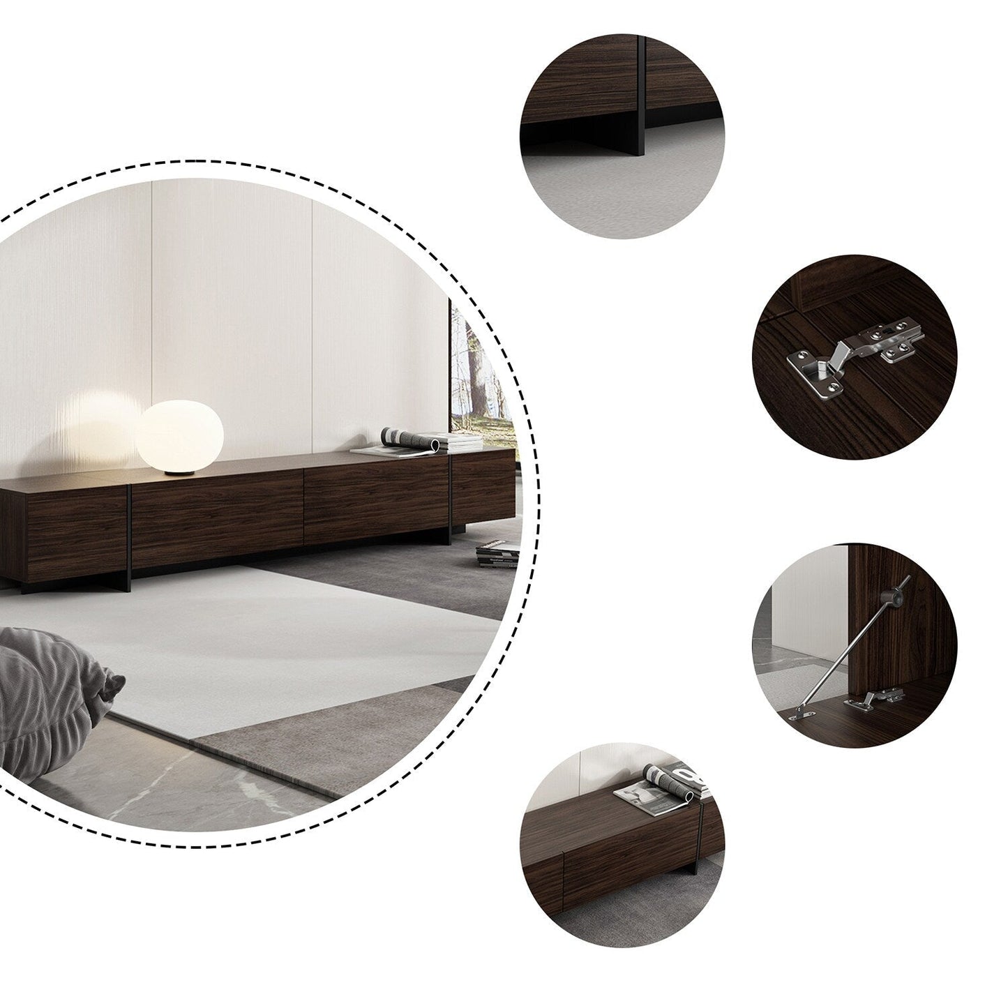 FUFU&GAGA Modern/Contemporary Dark Brown Tv Cabinet Integrated Tv Mount (Accommodates TVs more than 70-in)
