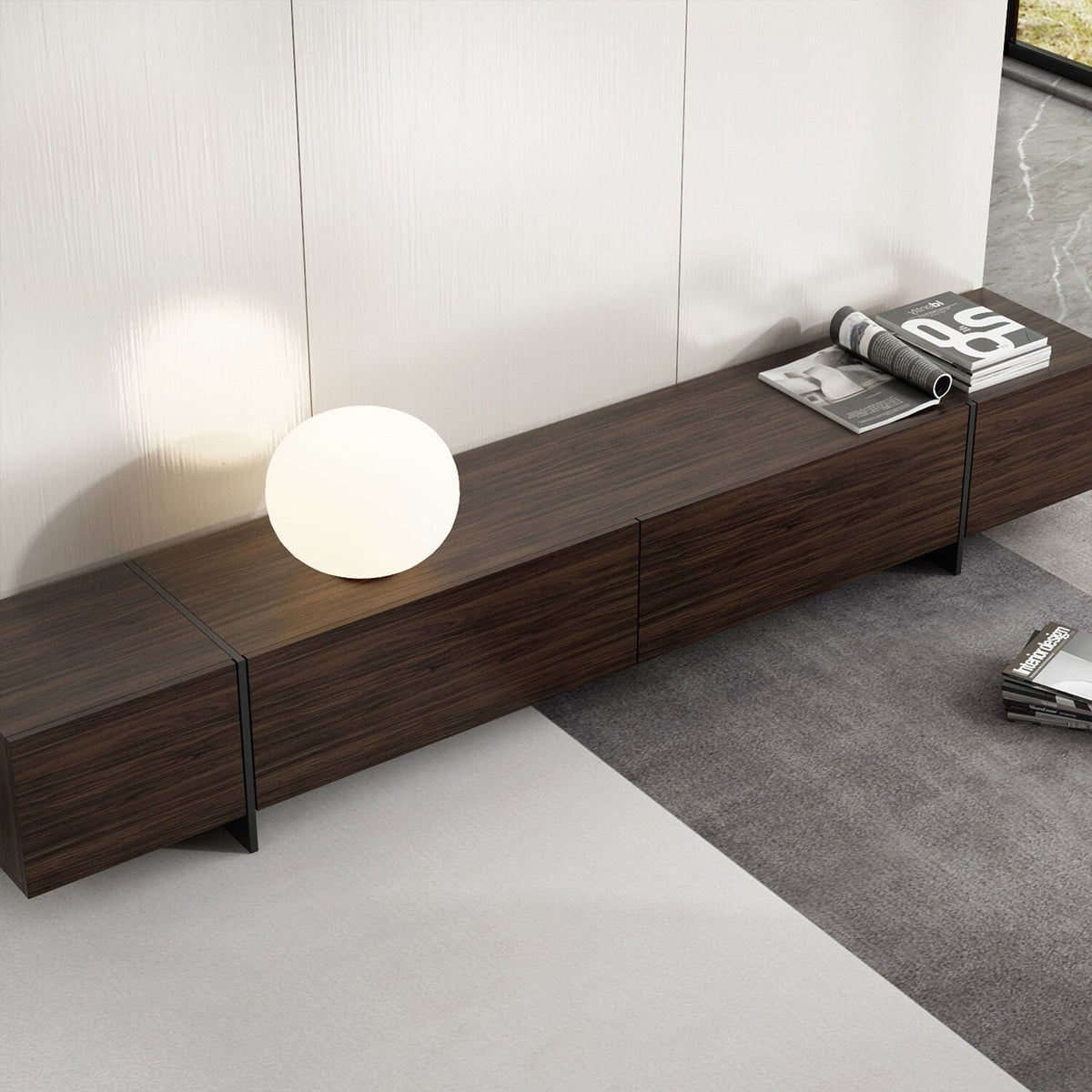 FUFU&GAGA Modern/Contemporary Dark Brown Tv Cabinet Integrated Tv Mount (Accommodates TVs more than 70-in)
