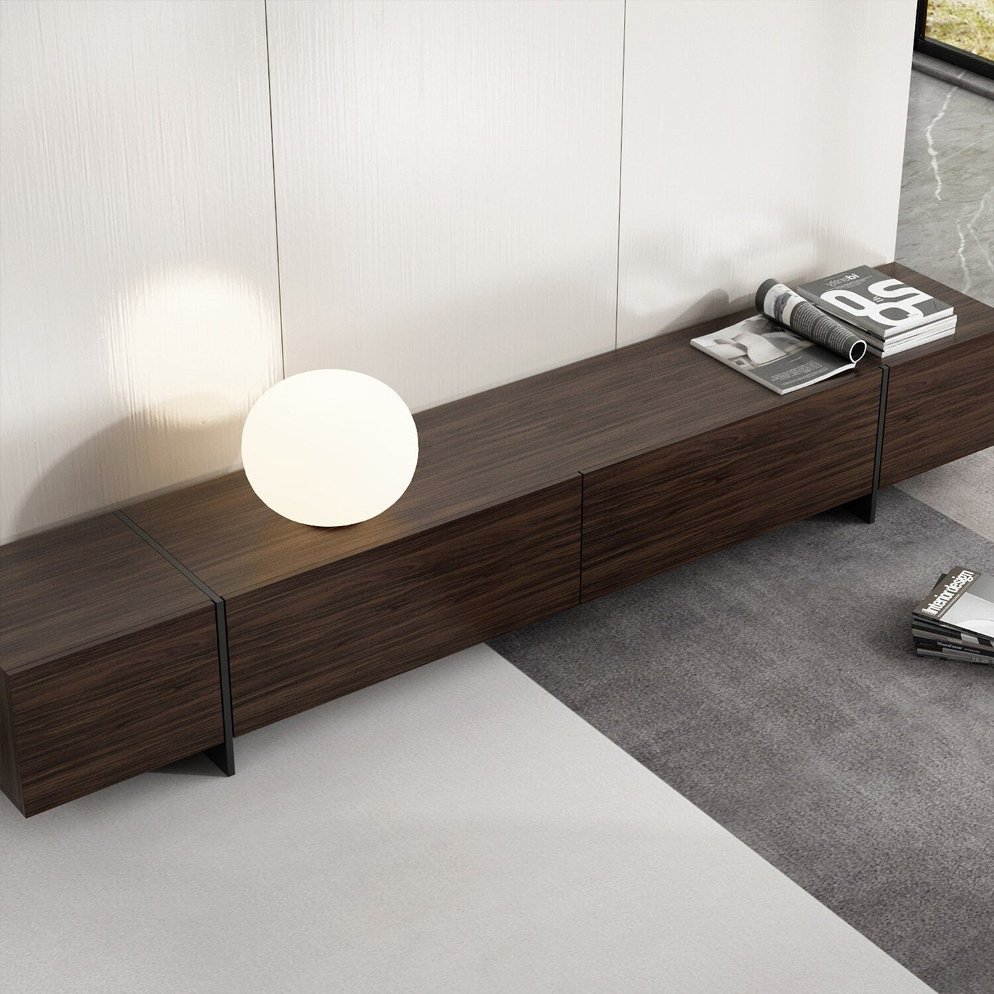 FUFU&GAGA Modern/Contemporary Dark Brown Tv Cabinet Integrated Tv Mount (Accommodates TVs more than 70-in)