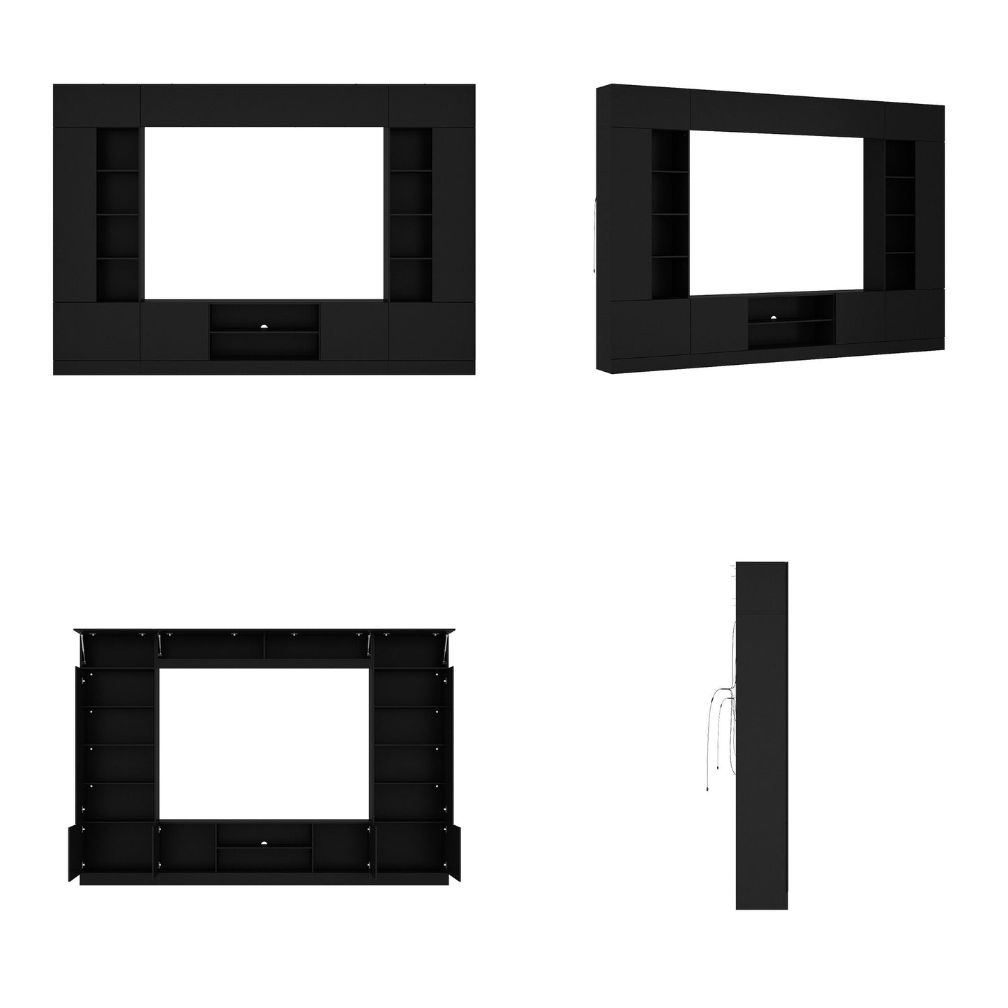 FUFU&GAGA Modern/Contemporary Black Tv Cabinet Integrated Tv Mount (Accommodates TVs up to 65-in)