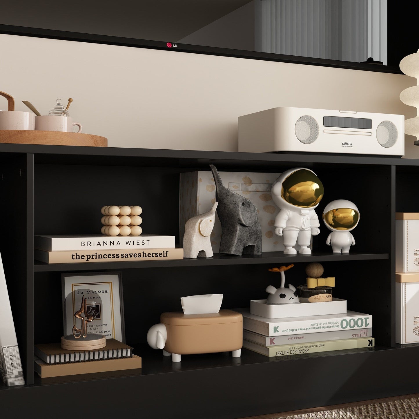 FUFU&GAGA Modern/Contemporary Black Tv Cabinet Integrated Tv Mount (Accommodates TVs up to 65-in)