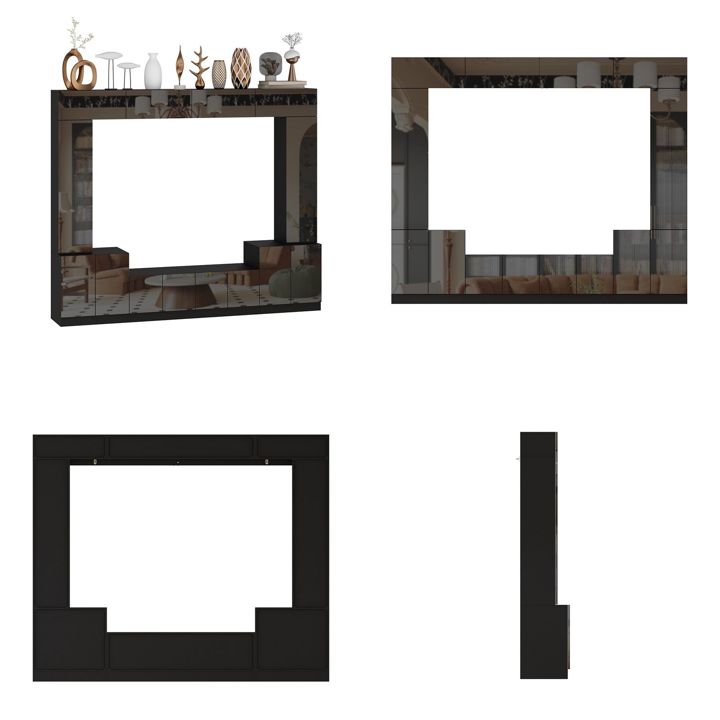 FUFU&GAGA Modern/Contemporary Black Tv Cabinet Integrated Tv Mount (Accommodates TVs up to 80-in)