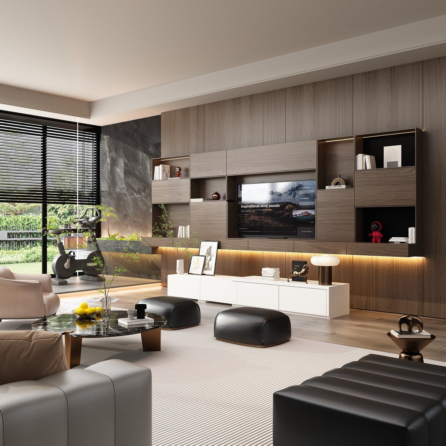 FUFU&GAGA Modern/Contemporary White Tv Cabinet Integrated Tv Mount (Accommodates TVs up to 80-in)