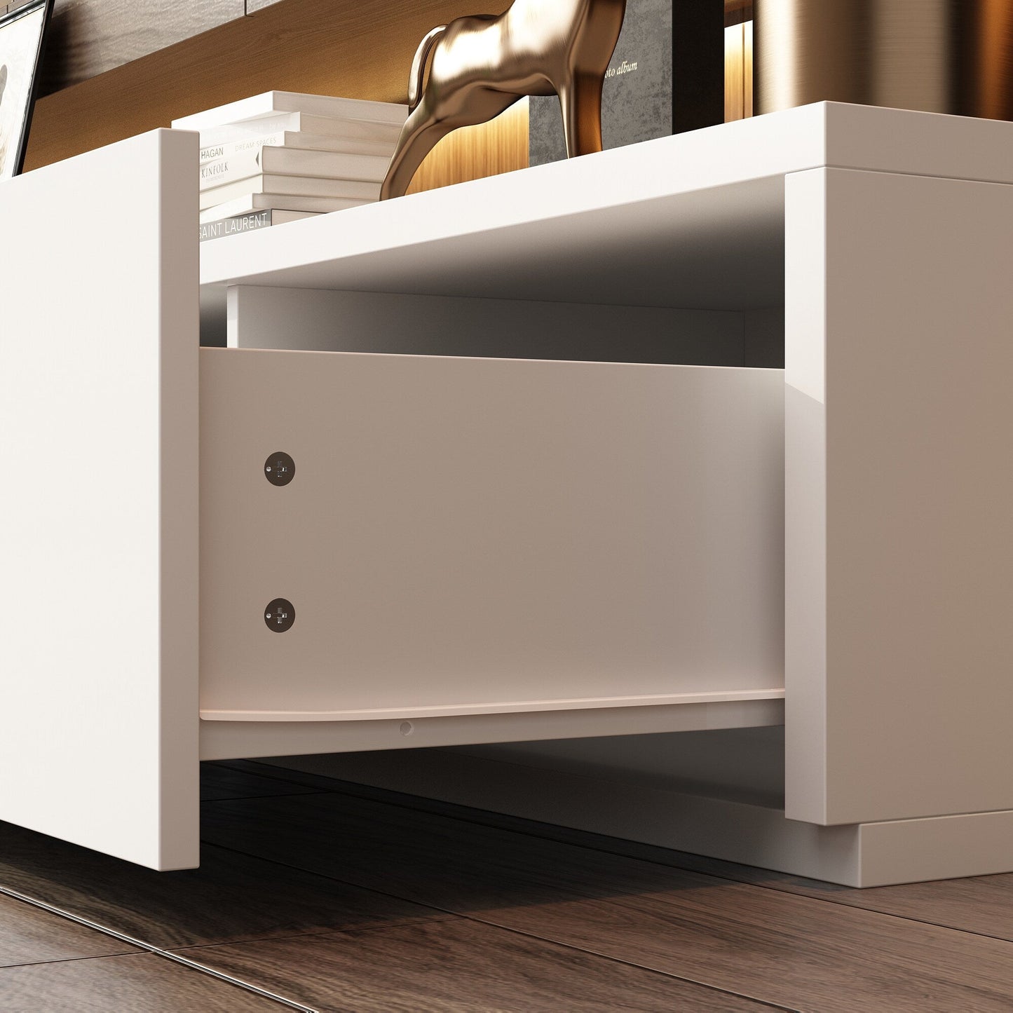 FUFU&GAGA Modern/Contemporary White Tv Cabinet Integrated Tv Mount (Accommodates TVs up to 80-in)