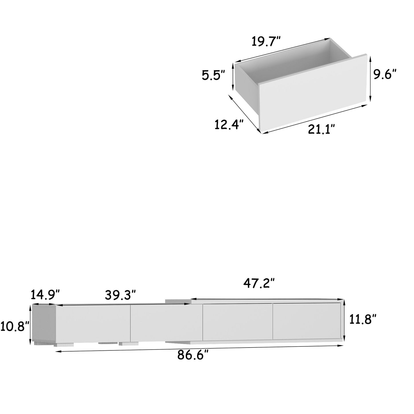 FUFU&GAGA Modern/Contemporary White Tv Cabinet Integrated Tv Mount (Accommodates TVs up to 80-in)