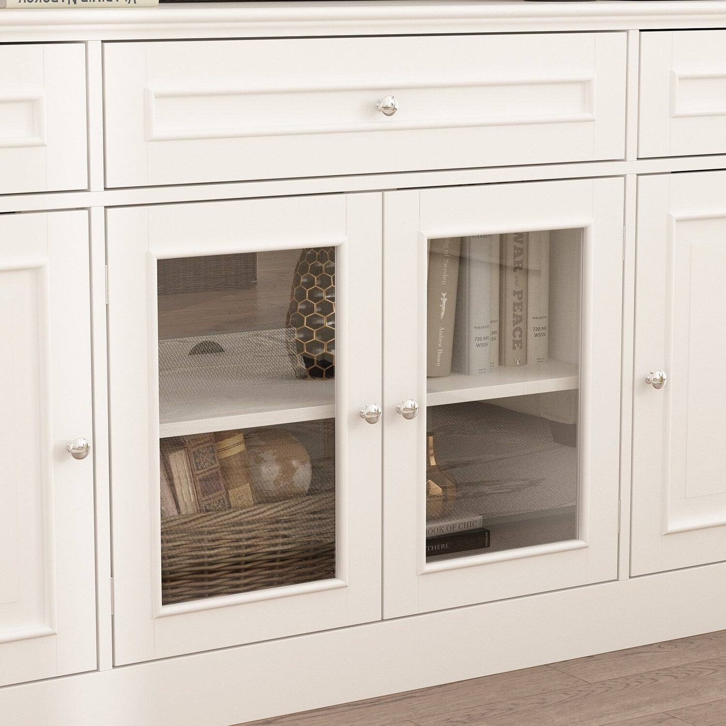 FUFU&GAGA Modern/Contemporary White Tv Cabinet Integrated Tv Mount (Accommodates TVs up to 55-in)