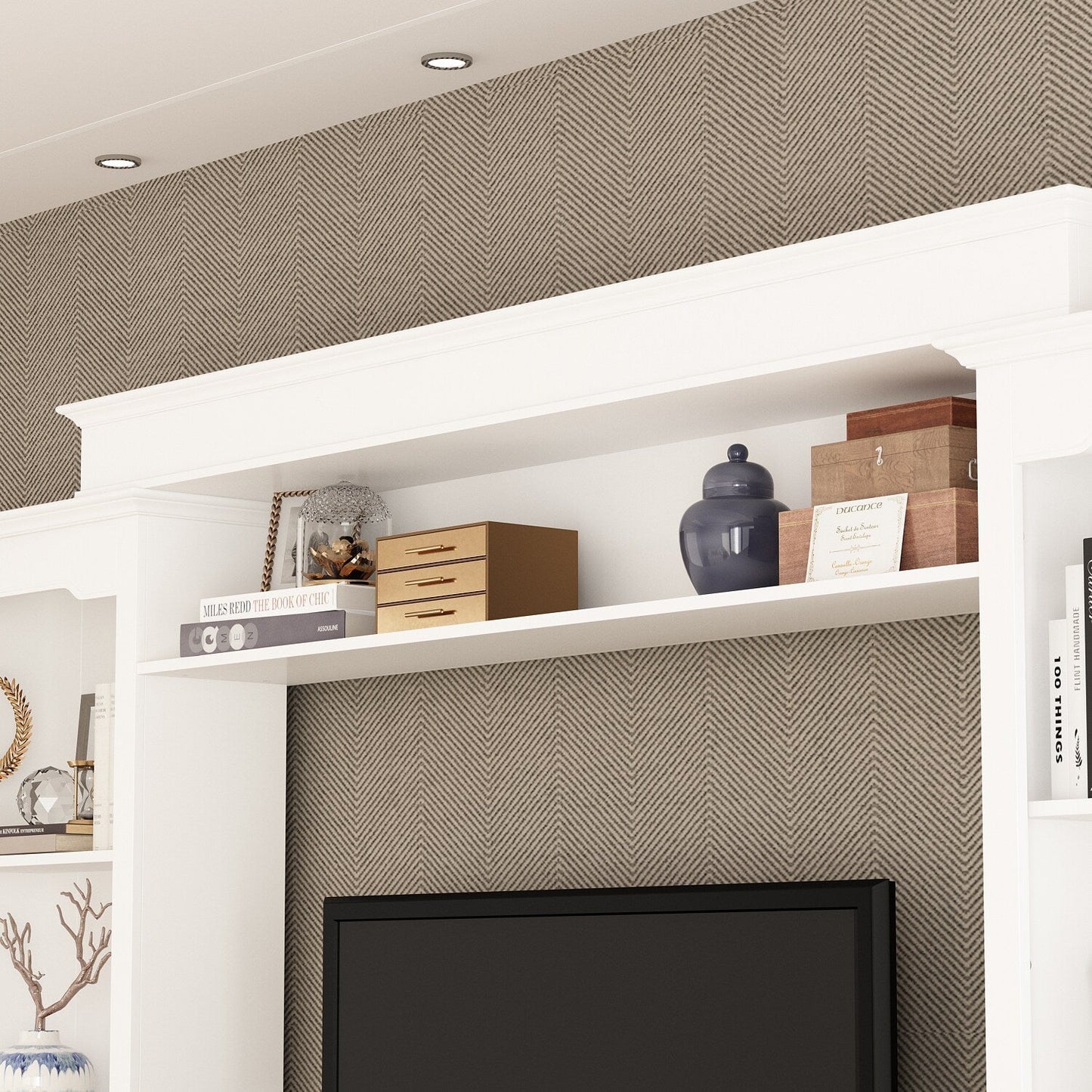 FUFU&GAGA Modern/Contemporary White Tv Cabinet Integrated Tv Mount (Accommodates TVs up to 55-in)