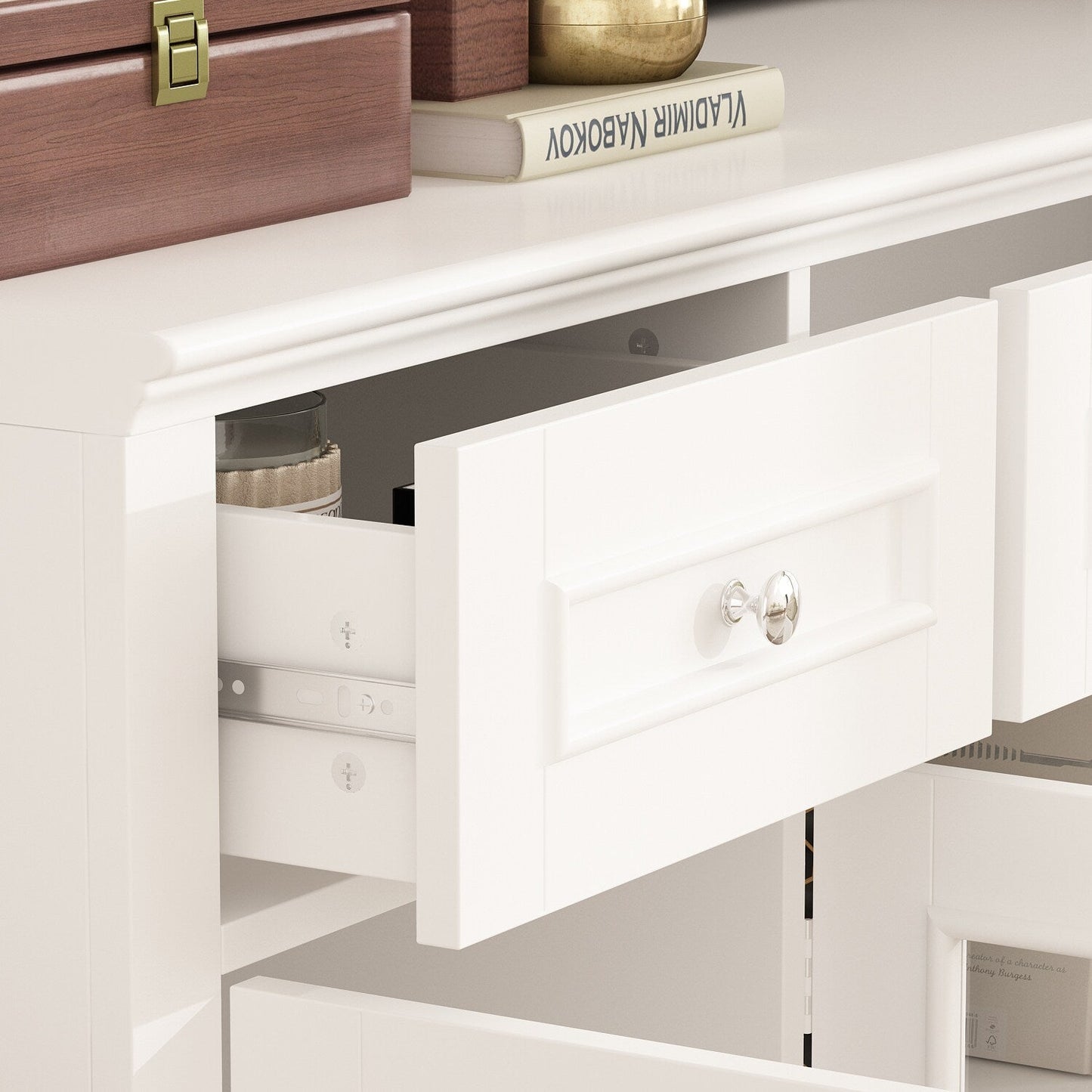 FUFU&GAGA Modern/Contemporary White Tv Cabinet Integrated Tv Mount (Accommodates TVs up to 55-in)