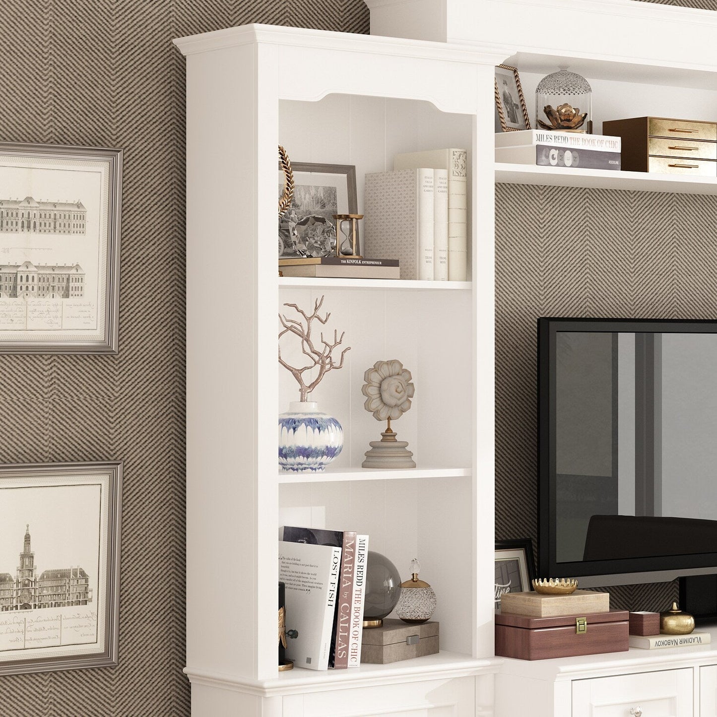 FUFU&GAGA Modern/Contemporary White Tv Cabinet Integrated Tv Mount (Accommodates TVs up to 55-in)