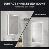 WELLFOR V2 20-in x 30-in Lighted LED Fog Free Surface/Recessed Mount Silver Mirrored Soft Close Medicine Cabinet with Outlet
