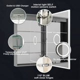 WELLFOR V2 20-in x 30-in Lighted LED Fog Free Surface/Recessed Mount Silver Mirrored Soft Close Medicine Cabinet with Outlet