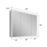 WELLFOR V3 48-in x 32-in Lighted LED Fog Free Surface/Recessed Mount Silver Mirrored Soft Close Medicine Cabinet