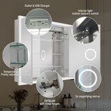 WELLFOR V3 48-in x 32-in Lighted LED Fog Free Surface/Recessed Mount Silver Mirrored Soft Close Medicine Cabinet