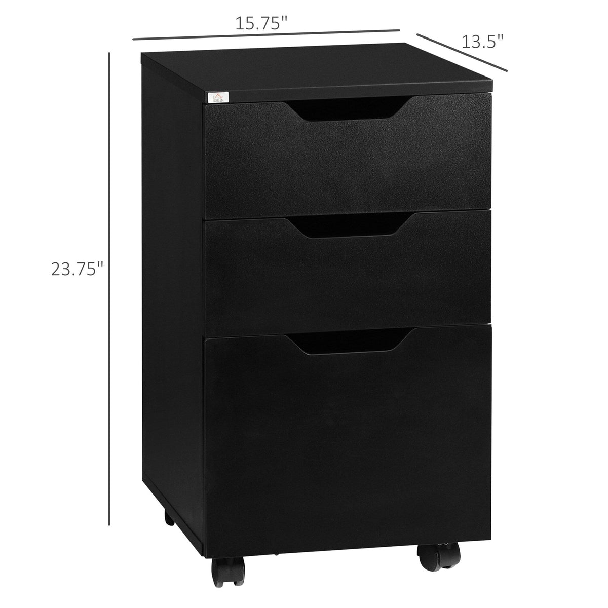 Flynama Black 3-Drawer 15.75-in File Cabinet