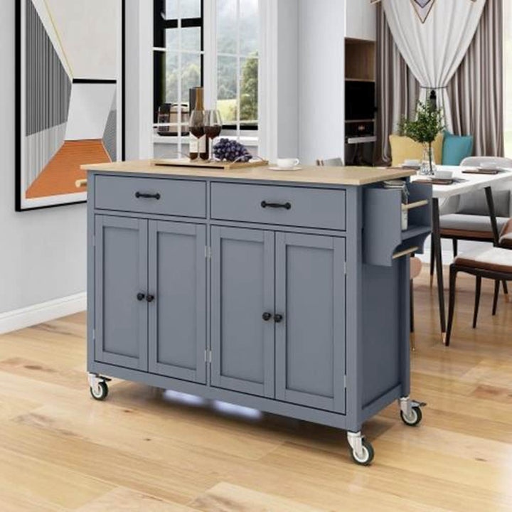 Runesay Black Mdf Base with Mdf Wood Top Rolling Kitchen Island (18.5-in x 54.33-in x 36.22-in)