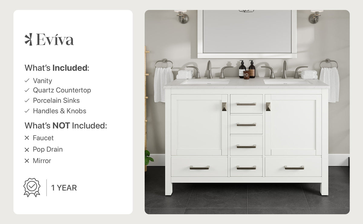 Eviva Aberdeen 48 in. Double Bath Vanity in Blue with White Carrara Marble Top and White Undermount Sinks