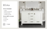 Eviva Aberdeen 48 in. Double Bath Vanity in Blue with White Carrara Marble Top and White Undermount Sinks