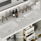 Eviva Aberdeen 48 in. Double Bath Vanity in Blue with White Carrara Marble Top and White Undermount Sinks