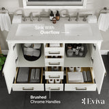 Eviva Aberdeen 48 in. Double Bath Vanity in Blue with White Carrara Marble Top and White Undermount Sinks
