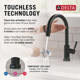 Delta Trask Matte Black Touch2O Touchless Single-Handle Pull-Down Kitchen Faucet with Deck Plate & Soap Dispenser