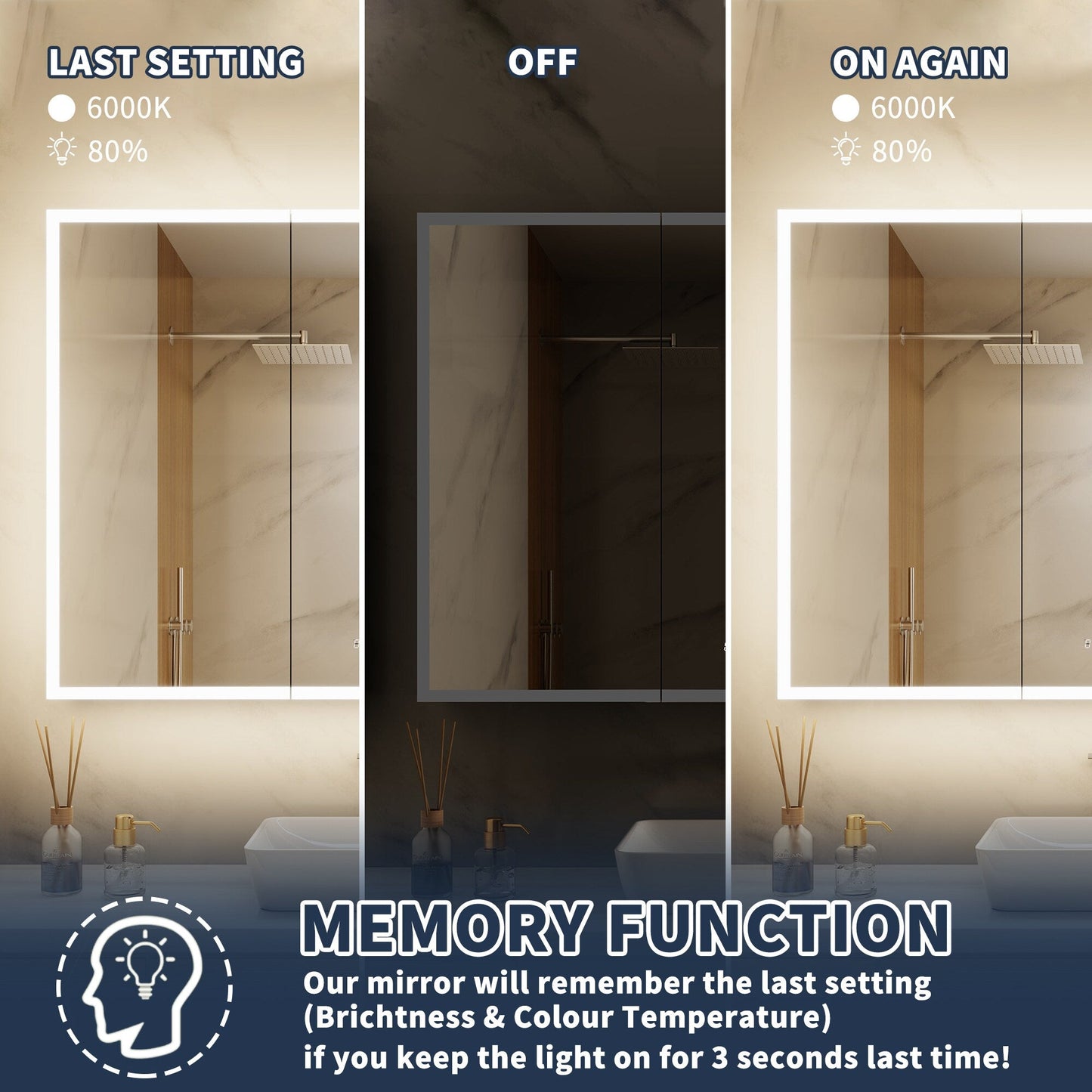 ExBrite 48-in x 32-in Lighted LED Fog Free Surface/Recessed Mount Silver Mirrored Soft Close Medicine Cabinet with Outlet