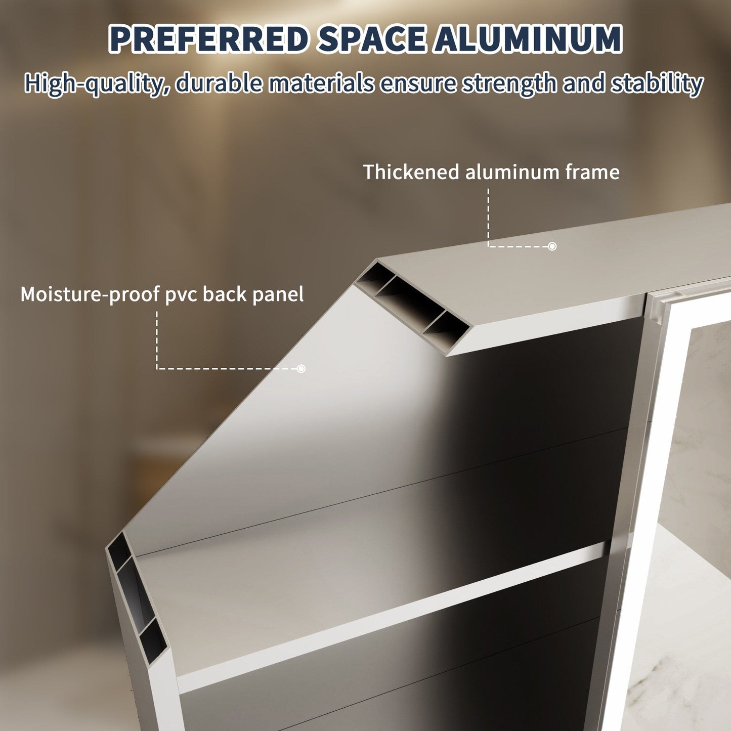 ExBrite 20-in x 32-in Lighted LED Fog Free Surface/Recessed Mount Silver Mirrored Soft Close Medicine Cabinet with Outlet