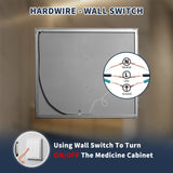 ExBrite 36-in x 32-in Lighted LED Fog Free Surface/Recessed Mount Silver Mirrored Soft Close Medicine Cabinet with Outlet