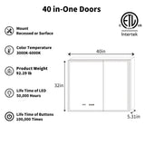 ExBrite 40-in x 32-in Lighted LED Fog Free Surface/Recessed Mount Silver Mirrored Soft Close Medicine Cabinet with Outlet