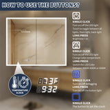 ExBrite 40-in x 32-in Lighted LED Fog Free Surface/Recessed Mount Silver Mirrored Soft Close Medicine Cabinet with Outlet