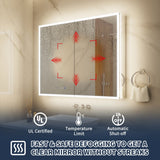 ExBrite 40-in x 32-in Lighted LED Fog Free Surface/Recessed Mount Silver Mirrored Soft Close Medicine Cabinet with Outlet