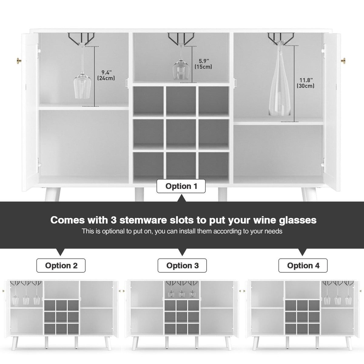 Delarpo 9-Bottle White Wood Wine Cabinet