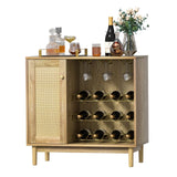 Delarpo 12-Bottle Oak Wood Wine Cabinet