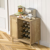 Delarpo 12-Bottle Oak Wood Wine Cabinet