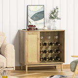 Delarpo 12-Bottle Oak Wood Wine Cabinet