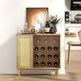 Delarpo 12-Bottle Oak Wood Wine Cabinet
