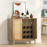 Delarpo 12-Bottle Oak Wood Wine Cabinet