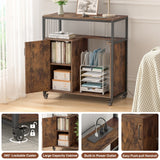 Delarpo Printer Stand Rustic Brown 31.5-in File Cabinet