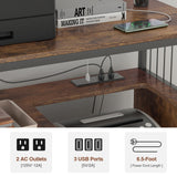 Delarpo Printer Stand Rustic Brown 31.5-in File Cabinet