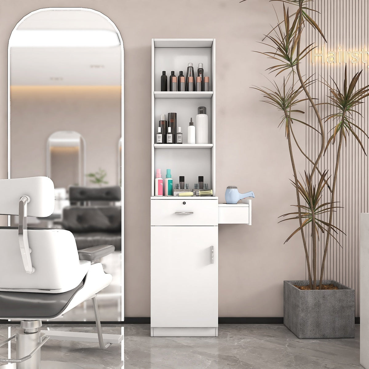 Mondawe 15.67-in W x 70.87-in H Mdf White Freestanding Utility Storage Cabinet