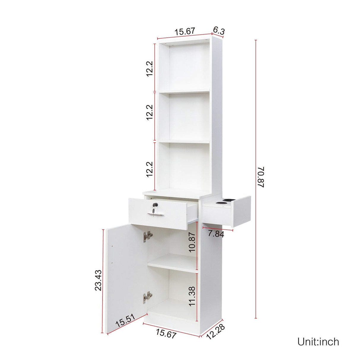Mondawe 15.67-in W x 70.87-in H Mdf White Freestanding Utility Storage Cabinet