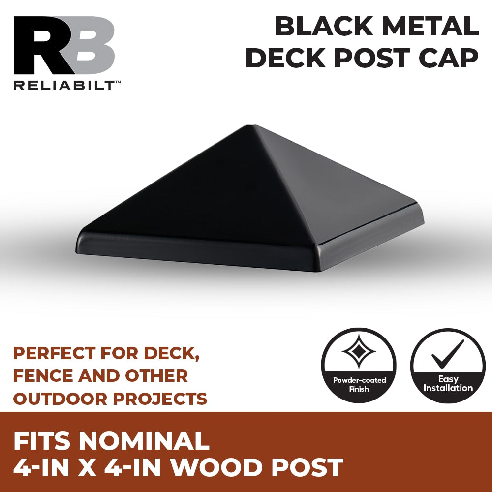 RELIABILT 4-in x 4-in Classic Black Metal Deck Post Cap