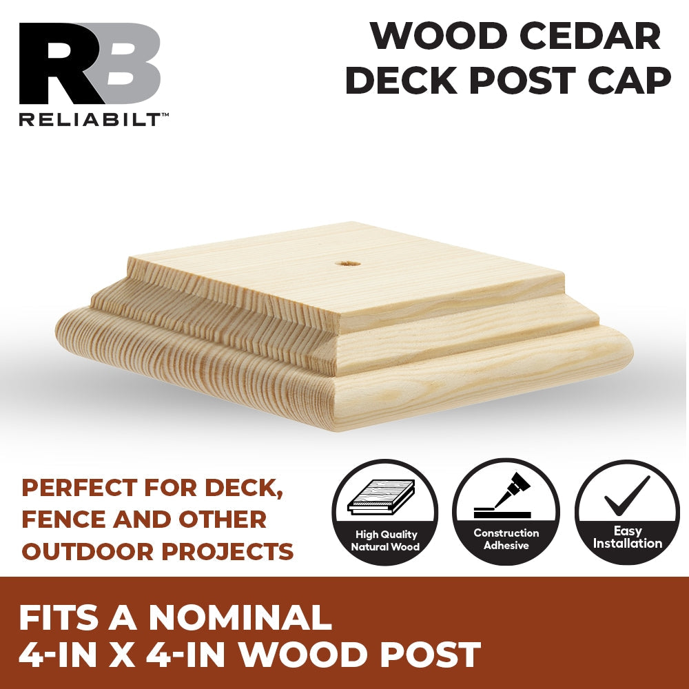 RELIABILT 4-in x 4-in Wood Cedar Deck Post Cap