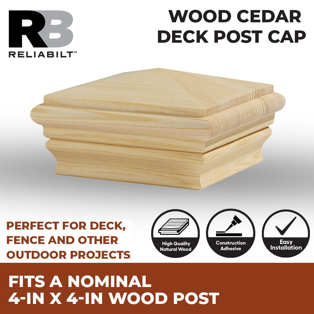 RELIABILT 4-in x 4-in Wood Cedar Deck Post Cap