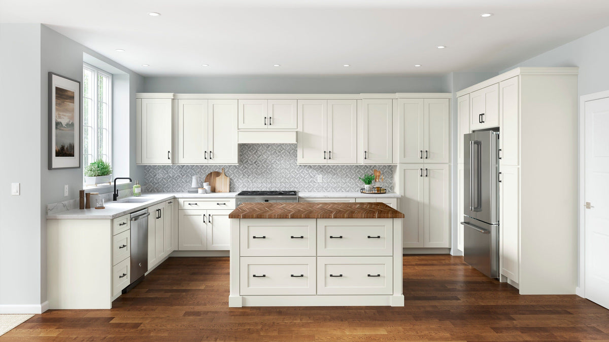 allen + roth Aveley 30-in W x 34.5-in H x 24-in D Linen 2-Drawer Base Fully Assembled Cabinet (Flat Panel Style)