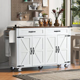 Bybafun White Mdf Base with Mdf Top Rolling Kitchen Island (17.7-in x 53.5-in x 36.5-in)