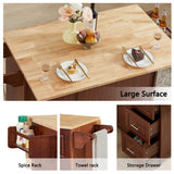 Bybafun Brown Mdf Base with Mdf Wood Top Rolling Kitchen Island (18.1-in x 53.8-in x 35.5-in)