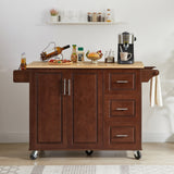Bybafun Brown Mdf Base with Mdf Wood Top Rolling Kitchen Island (18.1-in x 53.8-in x 35.5-in)